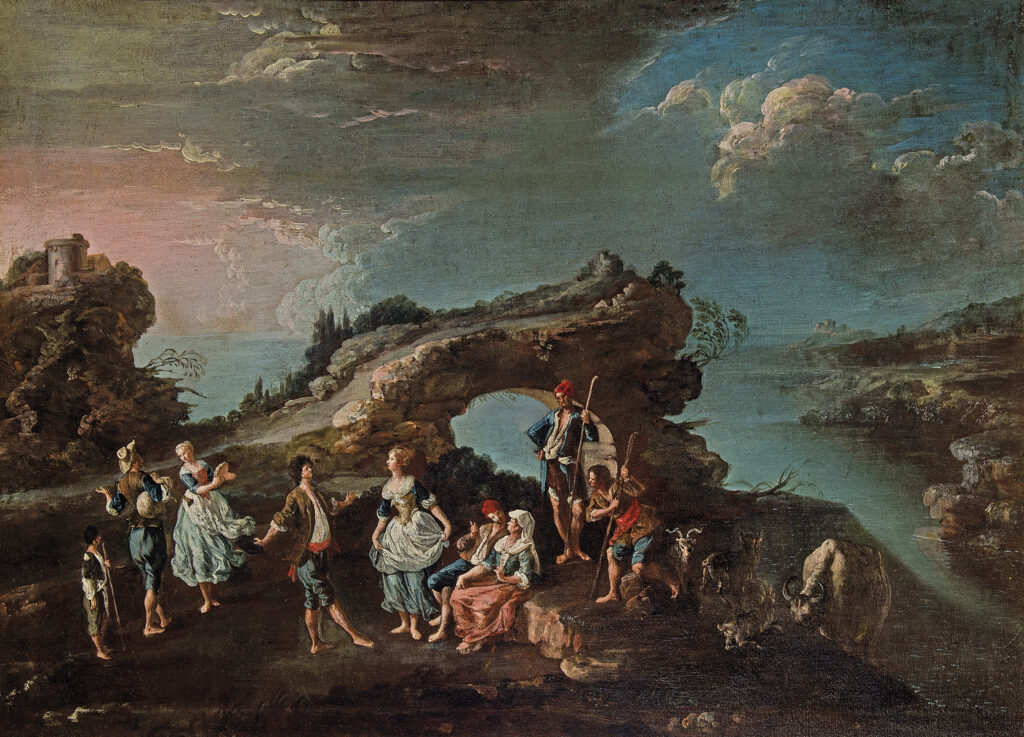 Giovan Domenico Lombardi Scena Pastorale Con Figure Danzanti XVIII Sec 1024x737